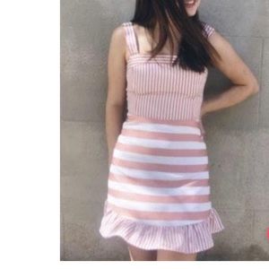 Pink striped mini dress
